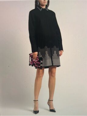 Paco Rabanne NWOT Button-Down Shirt Dress with Silver Stud Embellishment